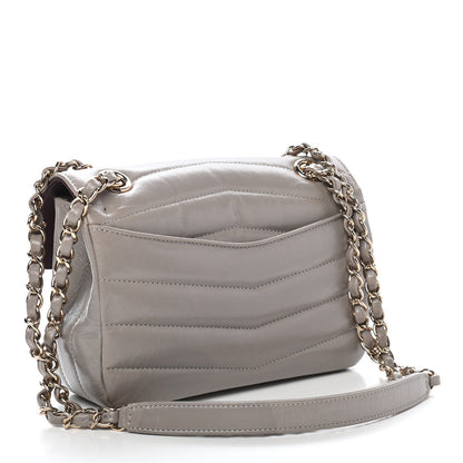 Chanel Shiny Lambskin Quilted Small Chevron Miroir Grey 2 of 13