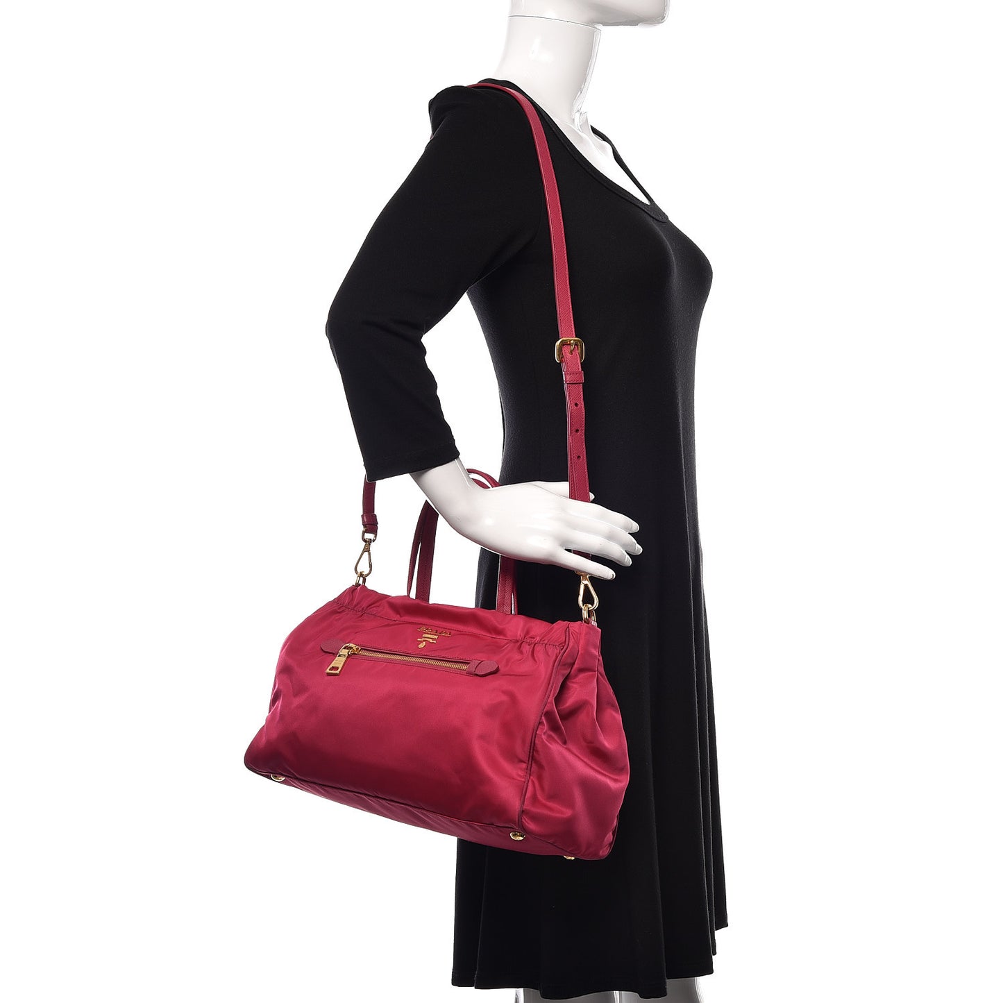 Saffiano Tessuto Nylon Shopping Satchel Ibisco