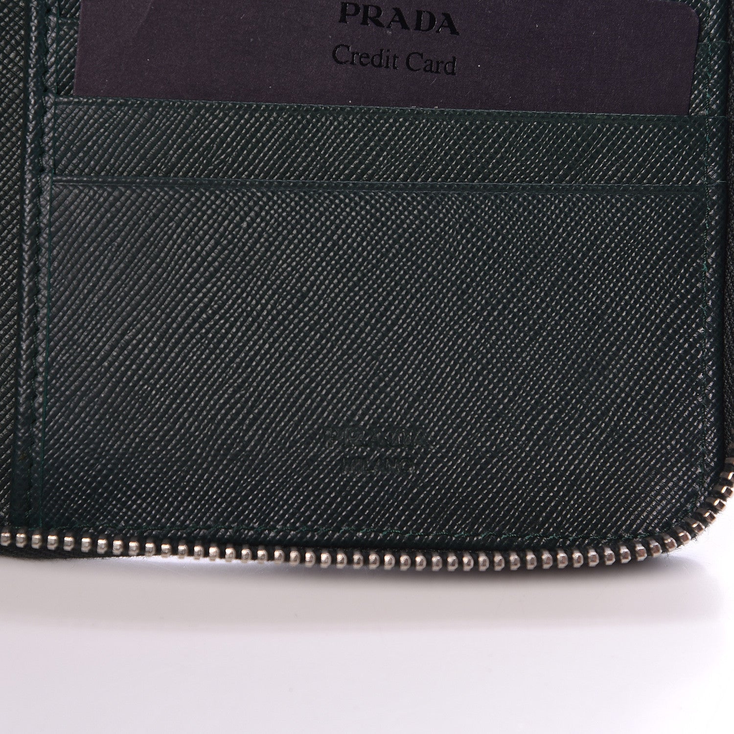 Prada Saffiano Large Sun Zip Around Travel Wallet Smeraldo 6 of 8