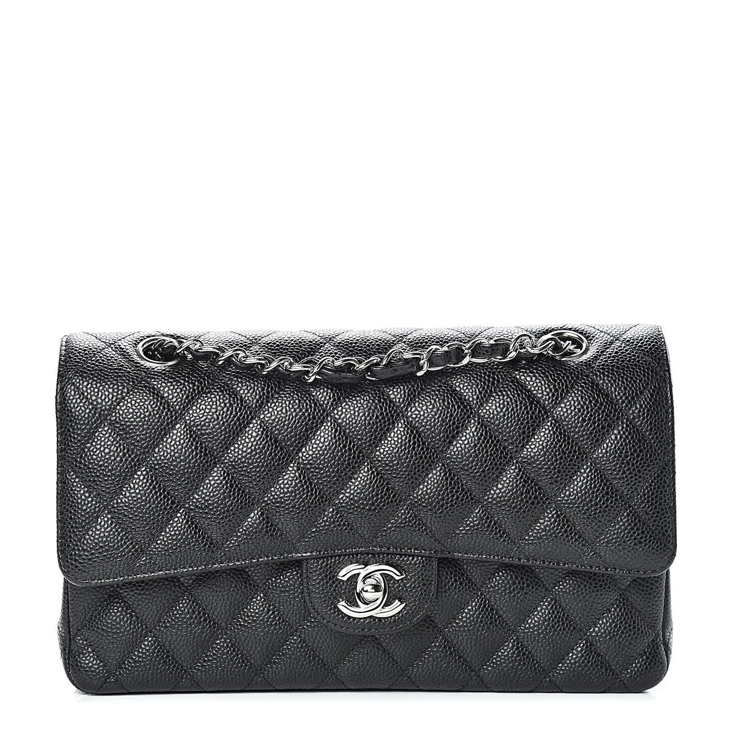 Caviar Quilted Medium Double Flap Black
