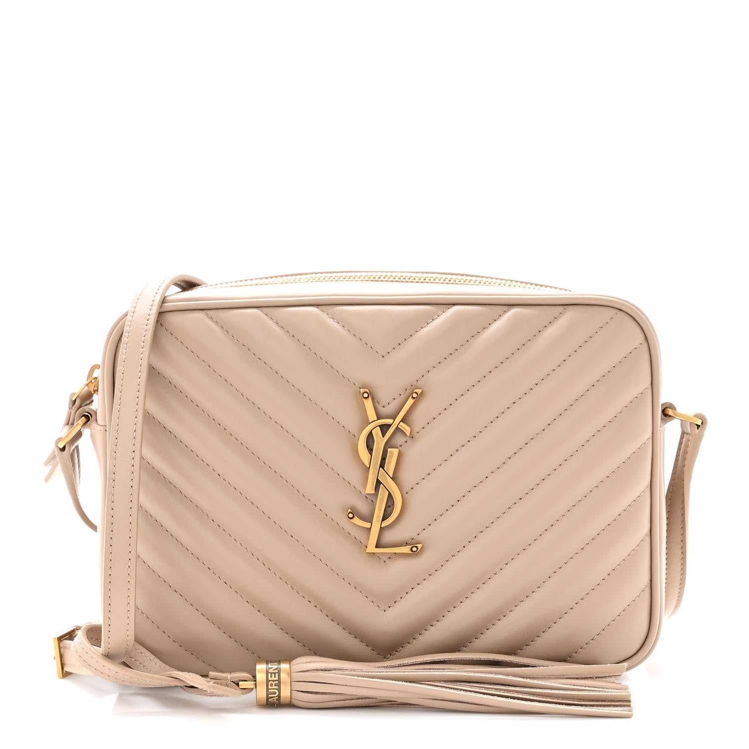 Saint Laurent Calfskin Matelasse Monogram Lou Camera Bag Dark Beige 1 of 11