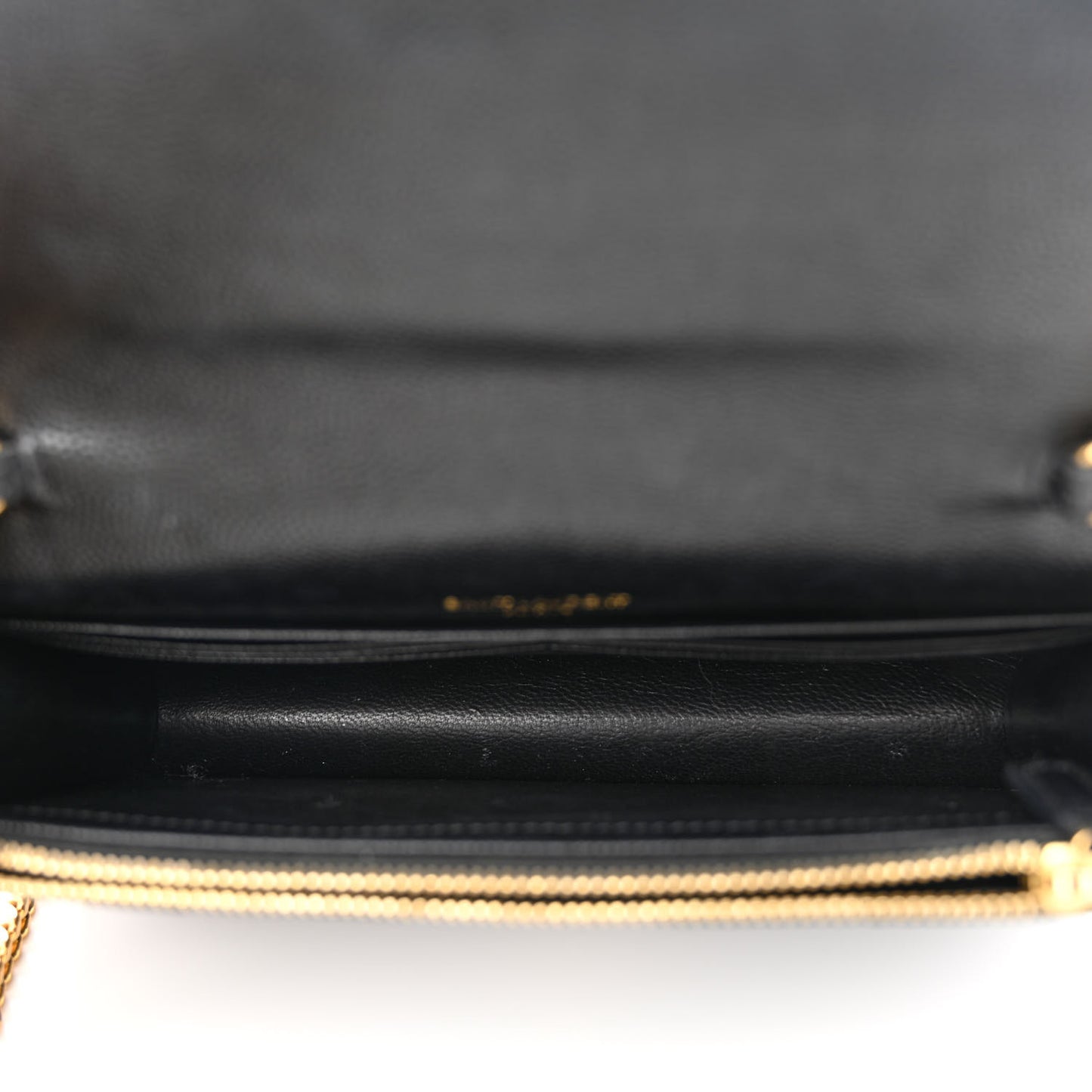 Grain De Poudre Matelasse Chevron Monogram Envelope Chain Wallet Black