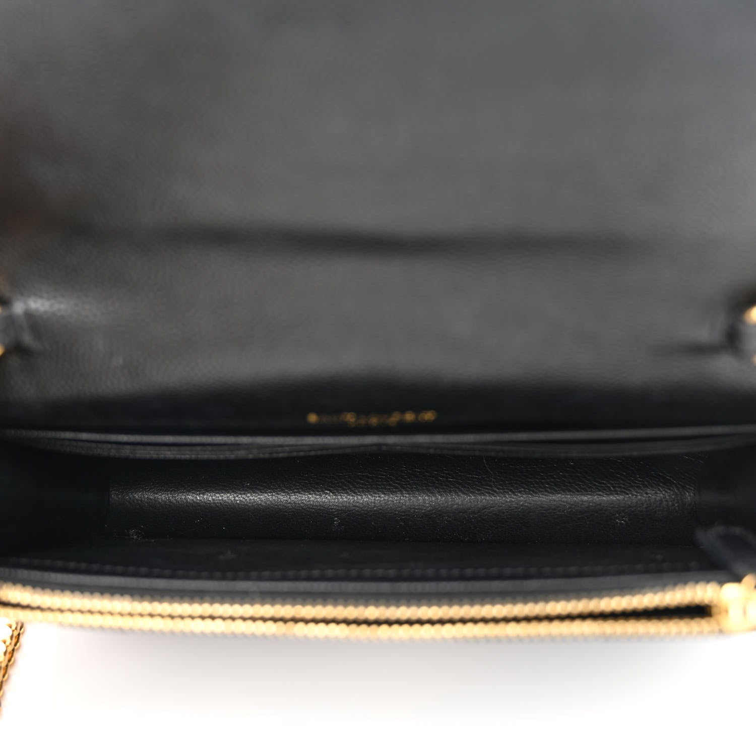 Saint Laurent Grain De Poudre Matelasse Chevron Monogram Envelope Chain Wallet Black 5 of 12
