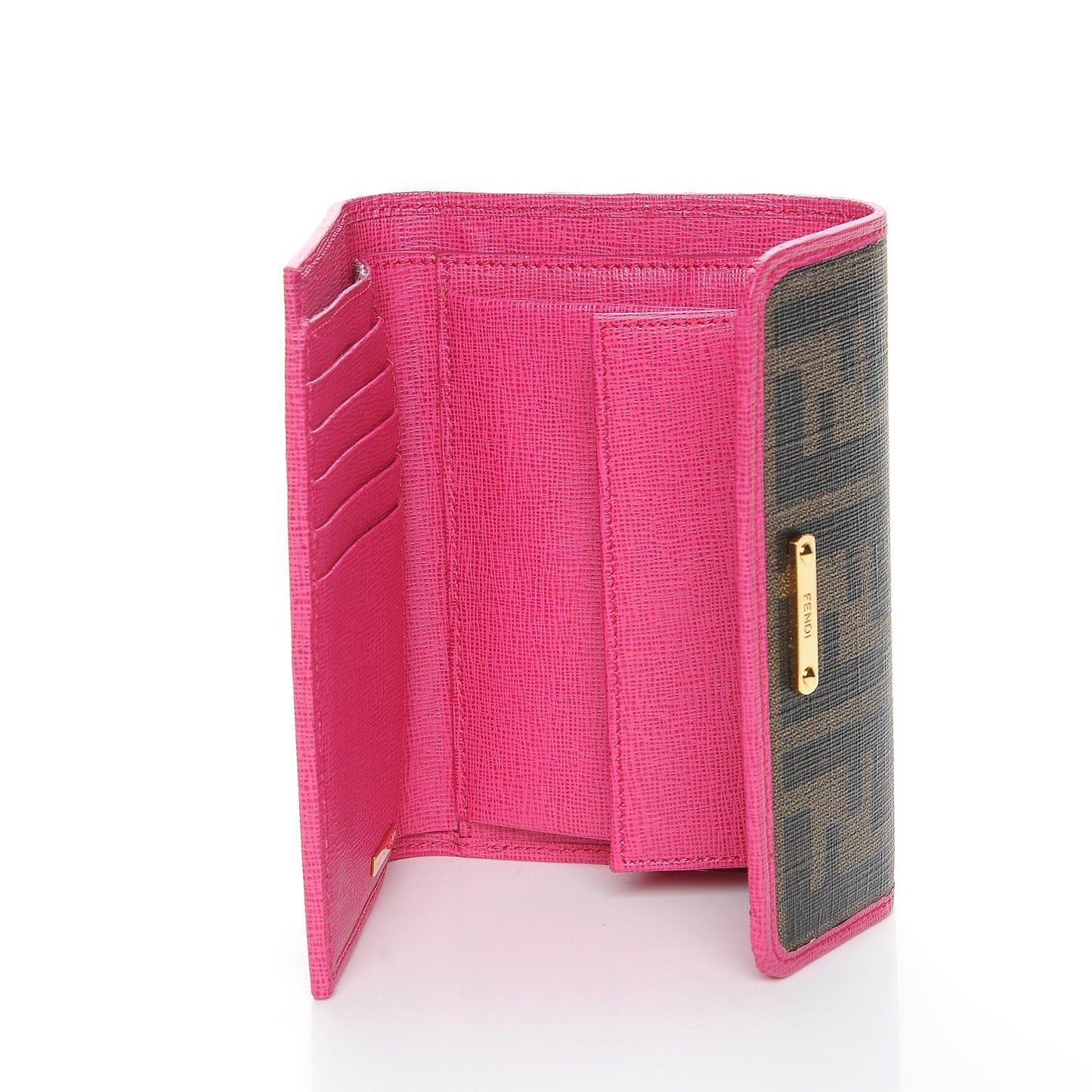 Zucca Spalmati Vitello Elite Tri-Fold Wallet Tobacco Ciclamino