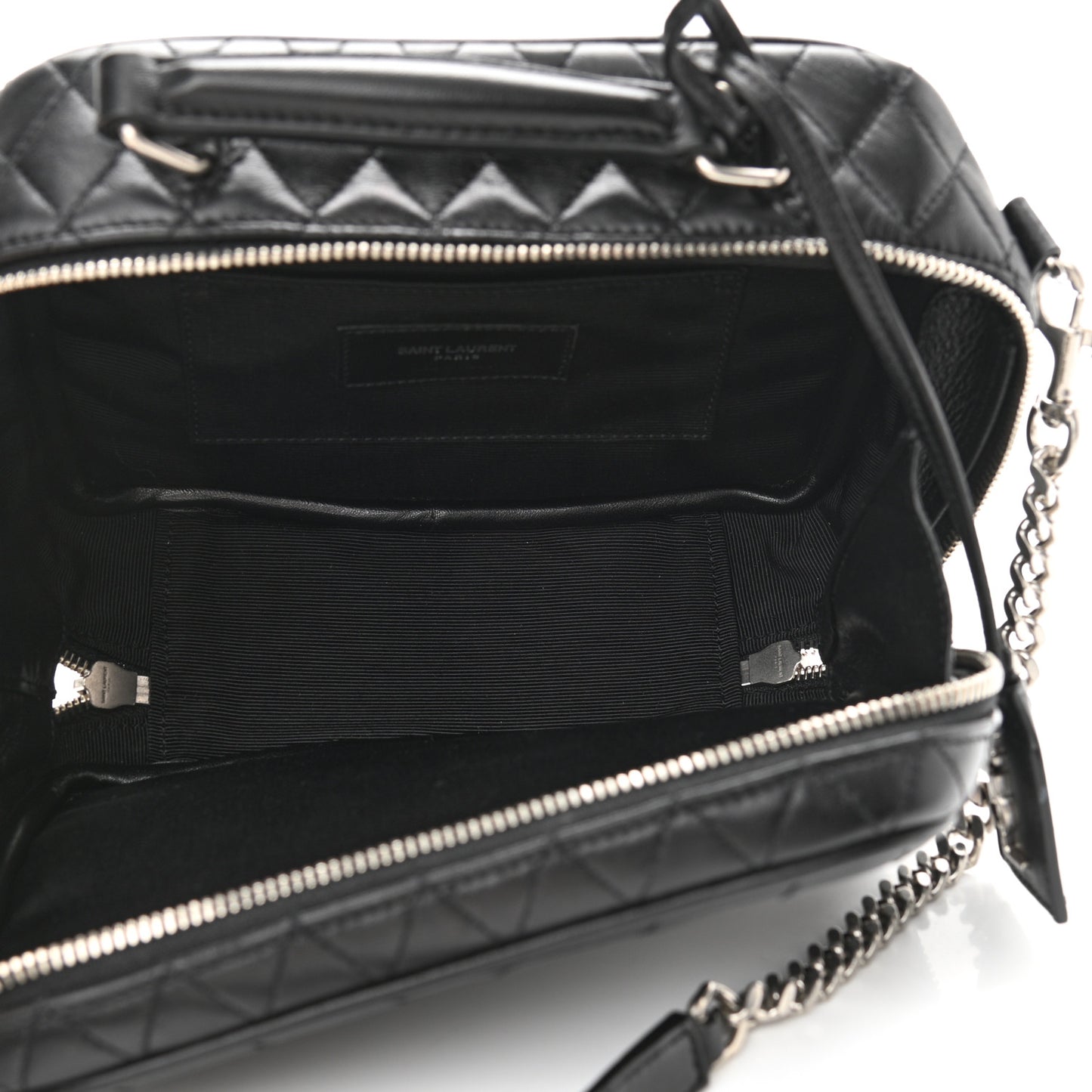 Lambskin Matelasse Chevron Lunchbox Bag Black