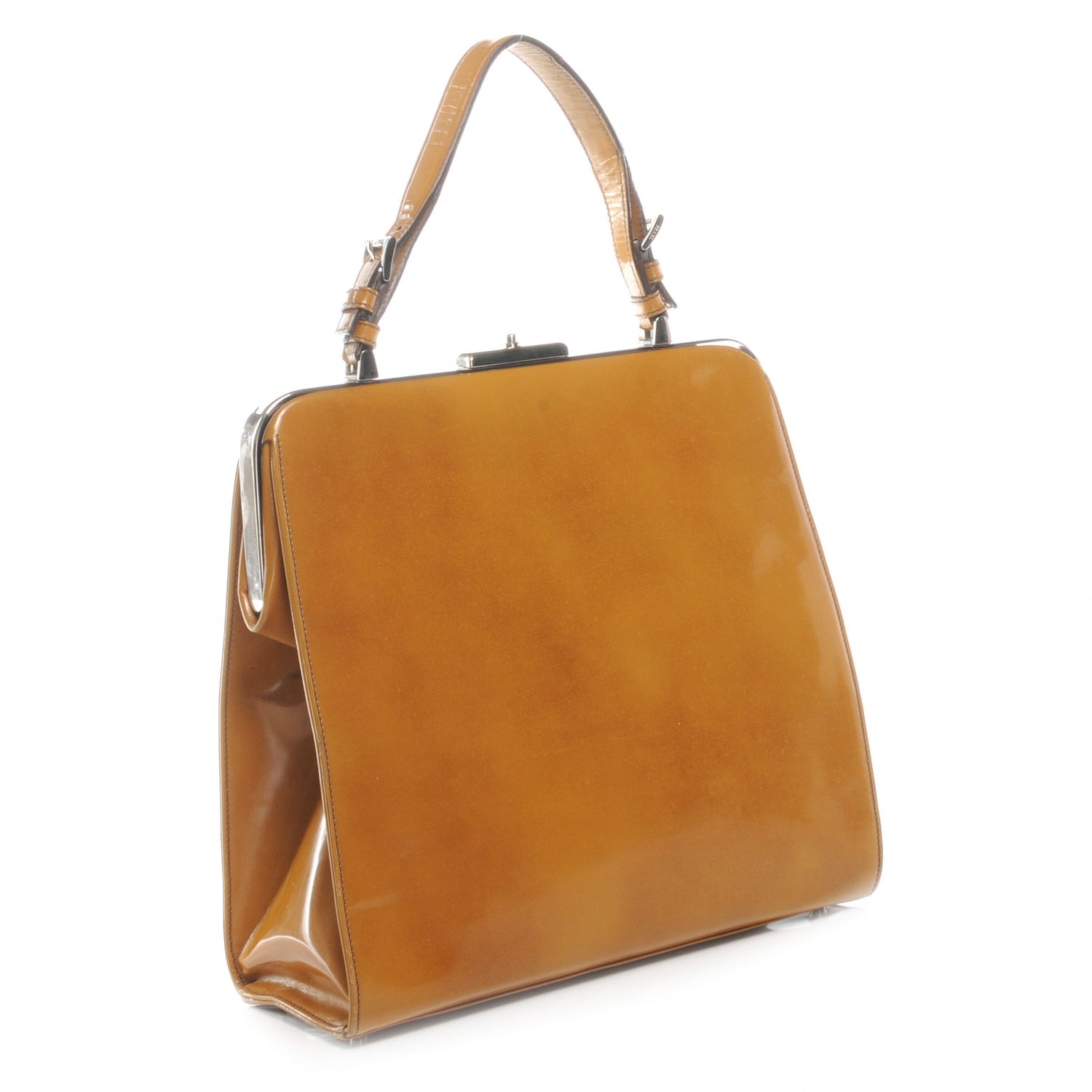 Prada Spazzolato Logo Print Framed Bag Ambra 3 of 6
