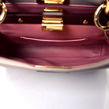 Fendi Nappa Colorblock Mini Peekaboo Iconic Satchel Grigio Polvere Bordeaux Bois de Rose 4 of 4