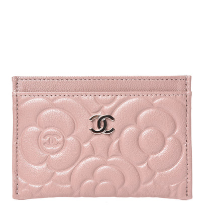 Chanel Goatskin Camellia Embossed Card Holder Light Pink 1 of 9