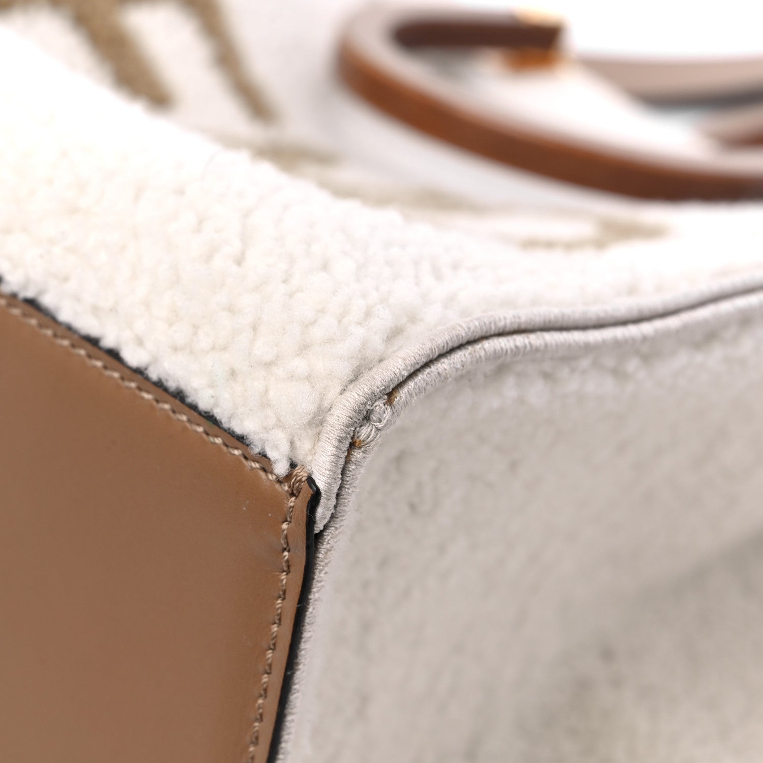 Fendi Shearling Vitello King Logo Medium Fendi Sunshine Shopper Tote White 9 of 14