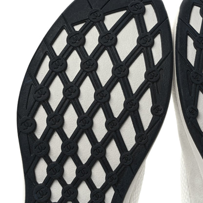 Chanel Calfskin Mesh Lycra Suede Womens Logo Sneakers 37 White 7 of 10