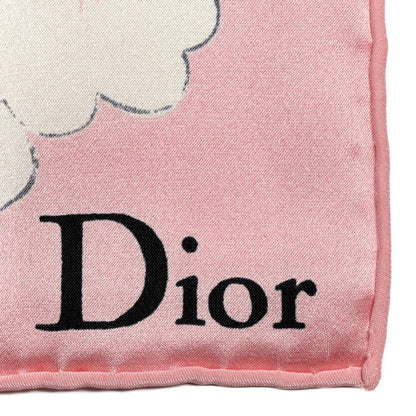 Christian Dior Silk Logo Floral Square Scarf Pink Multicolor 2 of 3