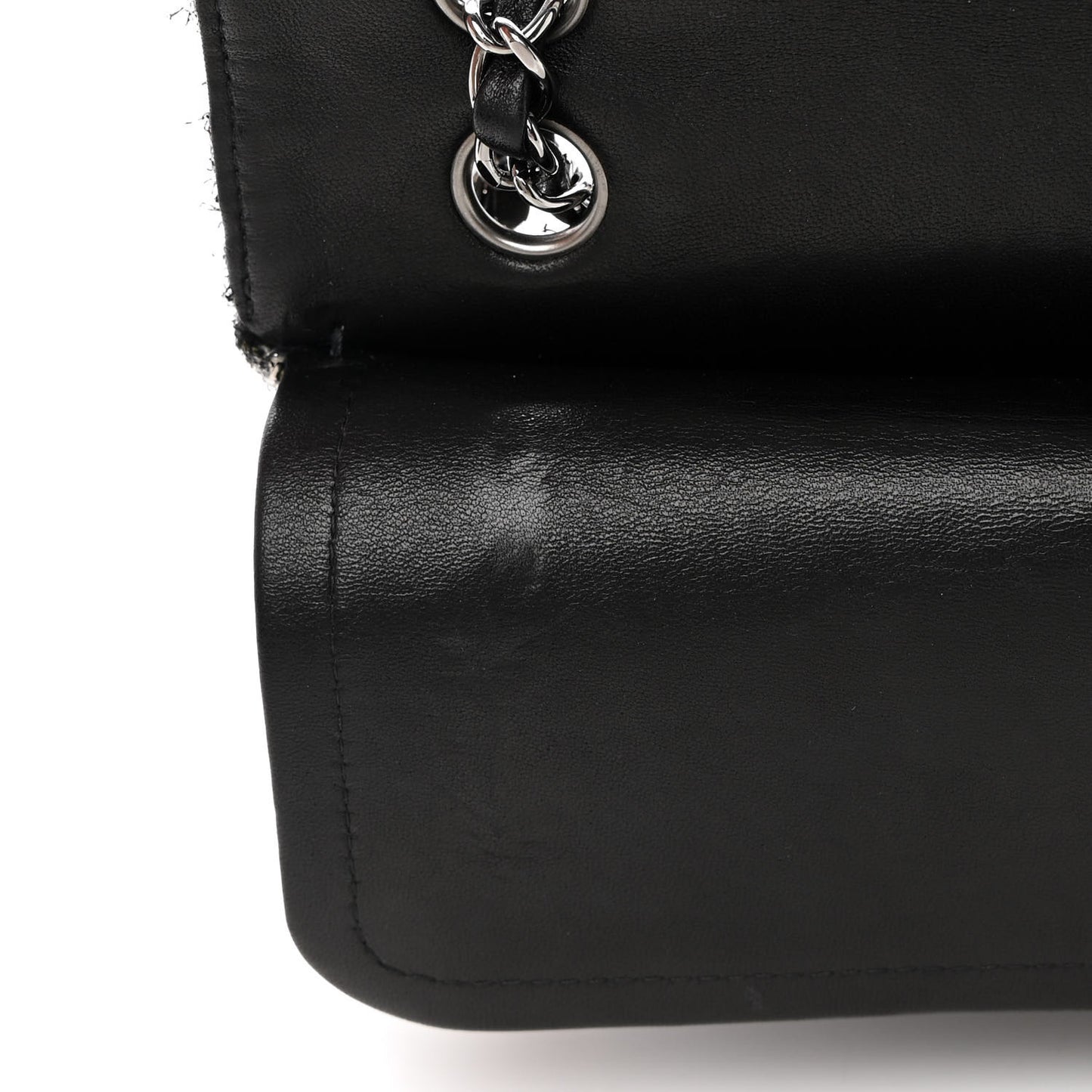 Metallic Tweed Medium Double Flap Black White