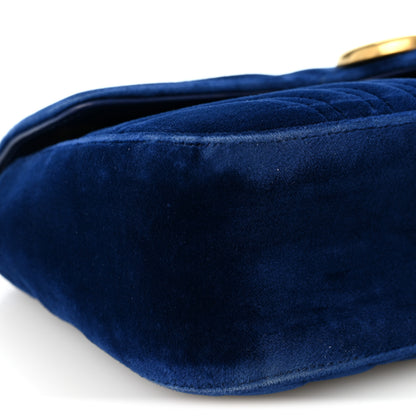 Gucci Velvet Matelasse Small GG Marmont Shoulder Bag Cobalt Blue 9 of 11