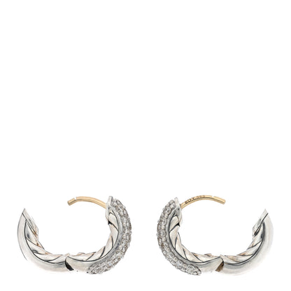 David Yurman Sterling Silver Diamond Mercer Micro Hoop Earrings 3 of 4
