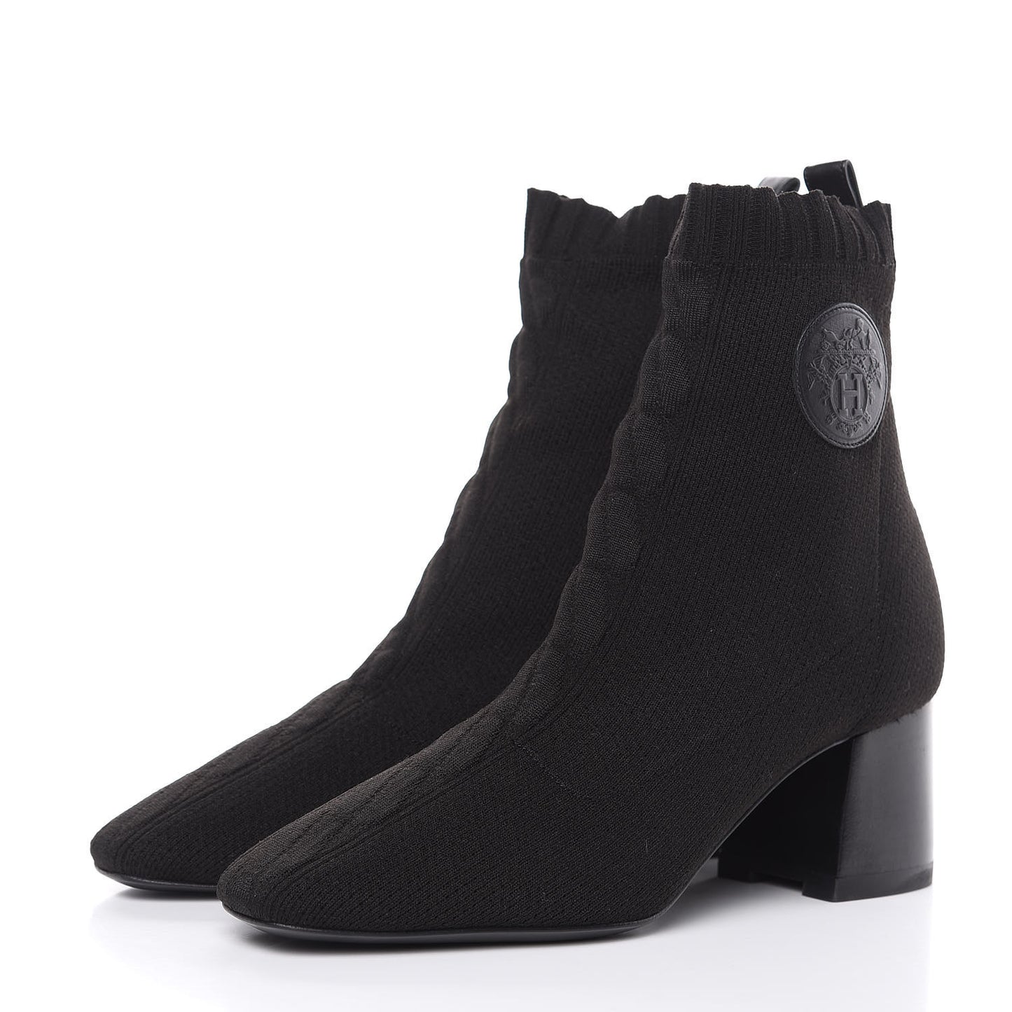 Knit Calfskin Volver Ankle Boots 36 Black
