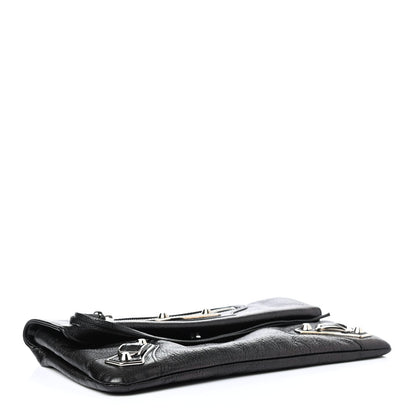 Balenciaga Chevre Silver Metallic Edge Hardware Envelope Clutch Black 3 of 4