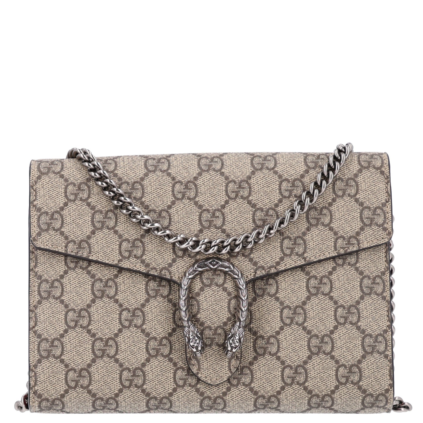 GG Supreme Monogram Mini Dionysus Chain Wallet Beige Vulcanic Red