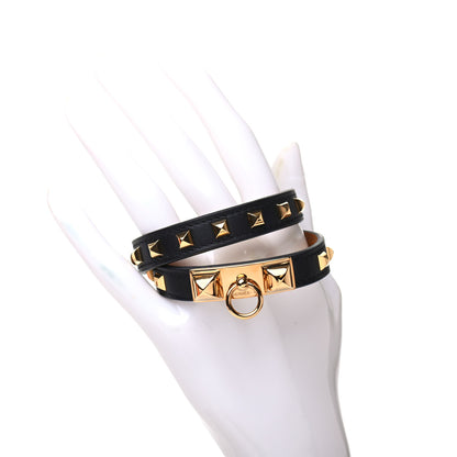 Hermes Swift Studded Rivale Double Tour Bracelet T3 Black 2 of 6