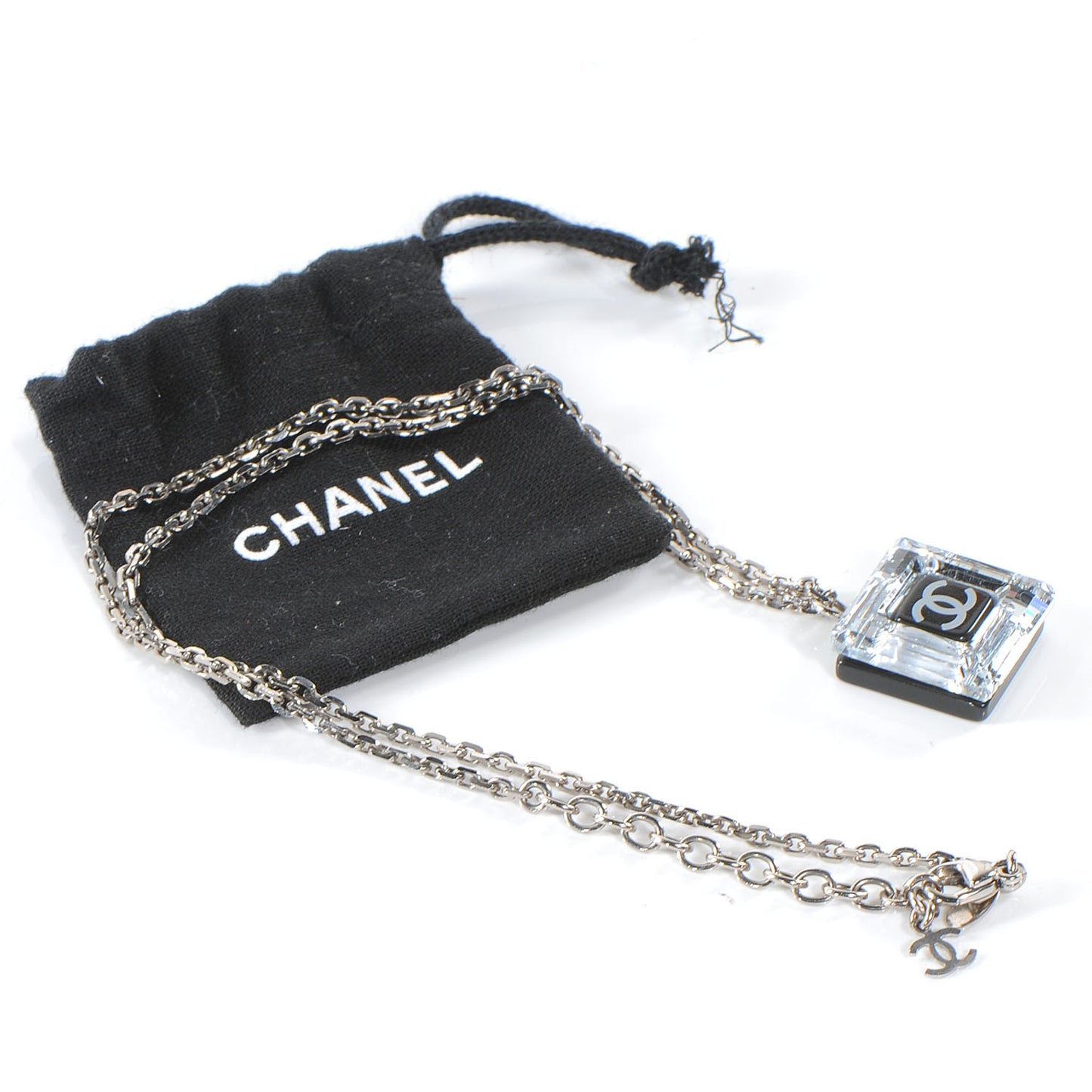 Crystal CC Square Charm Necklace
