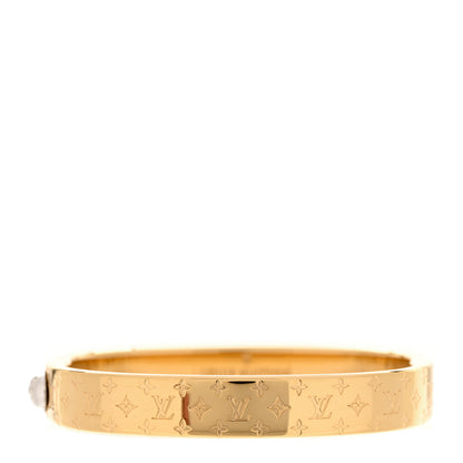 Louis Vuitton Brass Monogram Nanogram Cuff S Gold 1 of 6