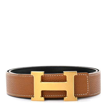 Hermes Box Togo 32mm H Belt 80 Black Gold 1 of 7