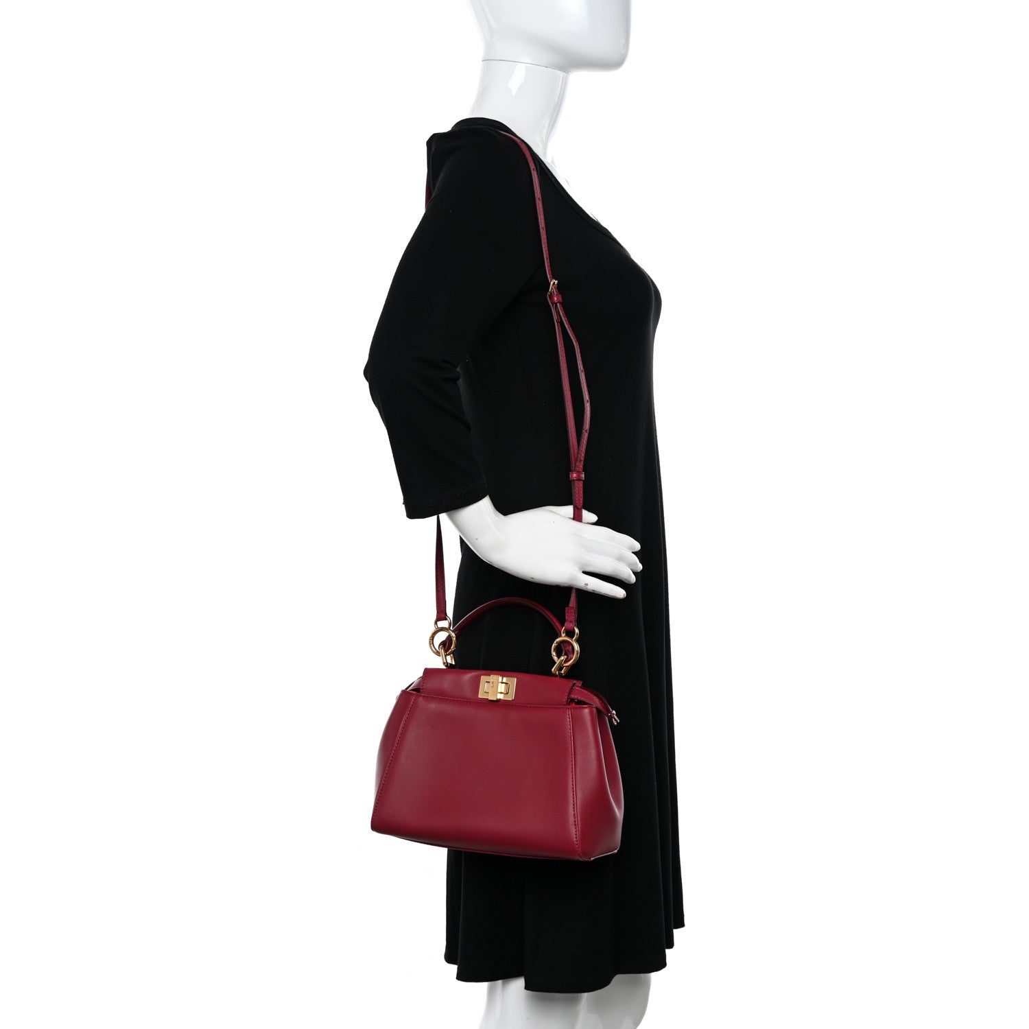 Fendi Nappa Monster Eyes Mini Peekaboo Iconic Satchel Amarena Fiamma 2 of 11