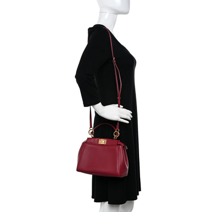 Fendi Nappa Monster Eyes Mini Peekaboo Iconic Satchel Amarena Fiamma 2 of 11