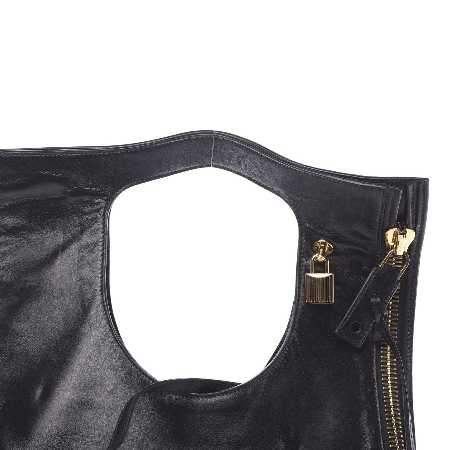 Ramskin Small Alix Padlock Zip Shoulder Bag Black