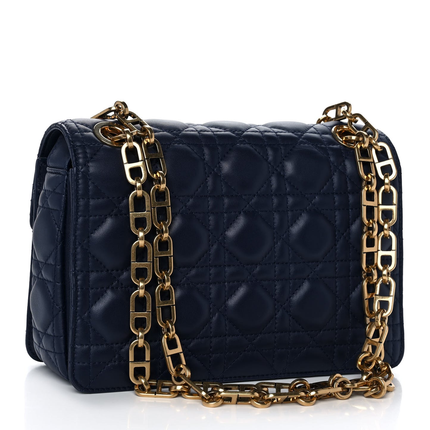 Lambskin Cannage CD Lock Flap Bag Navy