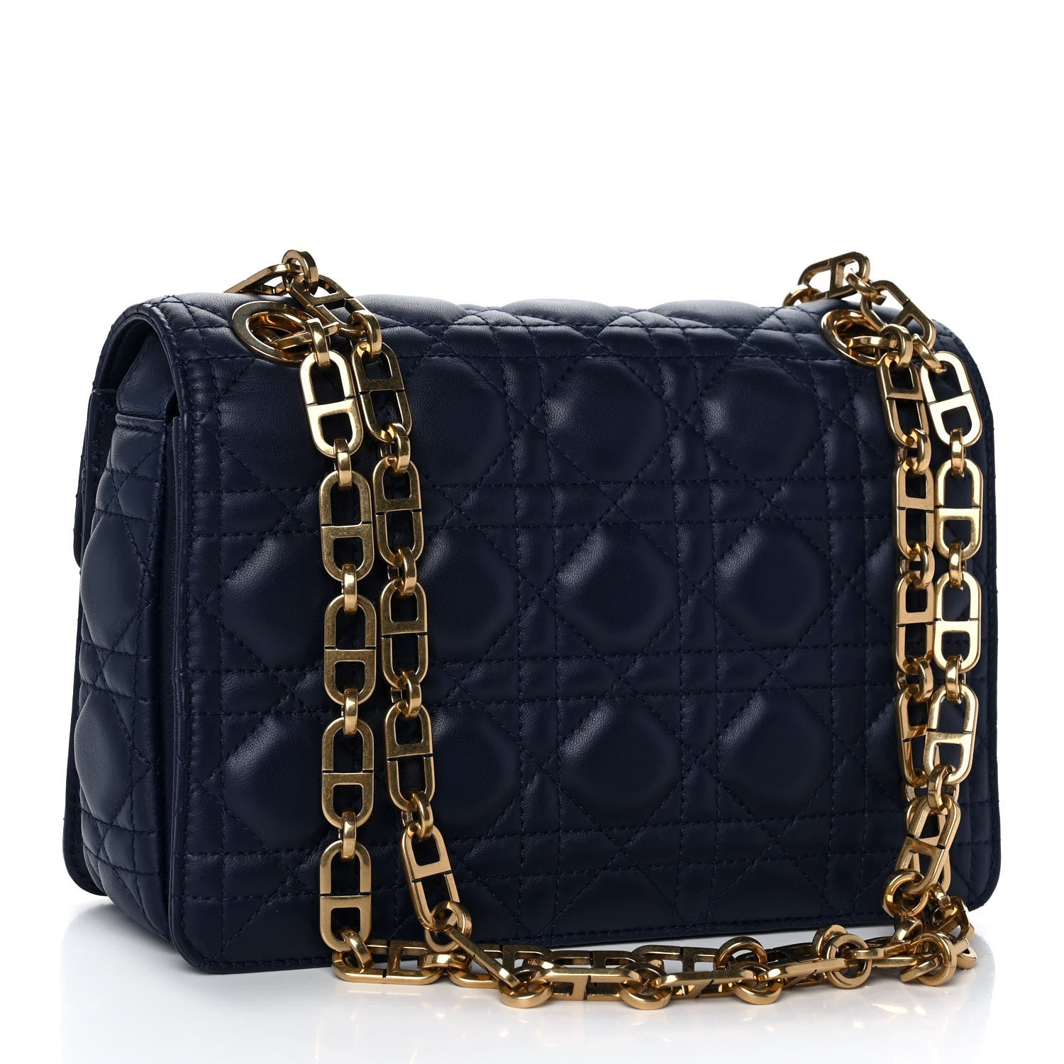 Christian Dior Lambskin Cannage CD Lock Flap Bag Navy 2 of 12
