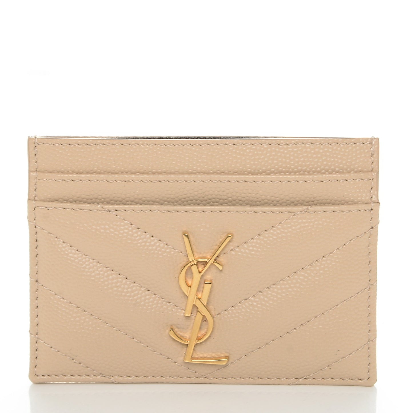 Grain De Poudre Matelasse Chevron Monogram Credit Card Case Nude Powder