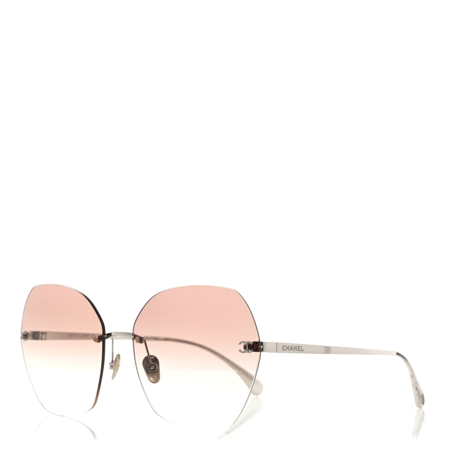 Titanium Rimless Square Sunglasses 4271-T Silver Brown