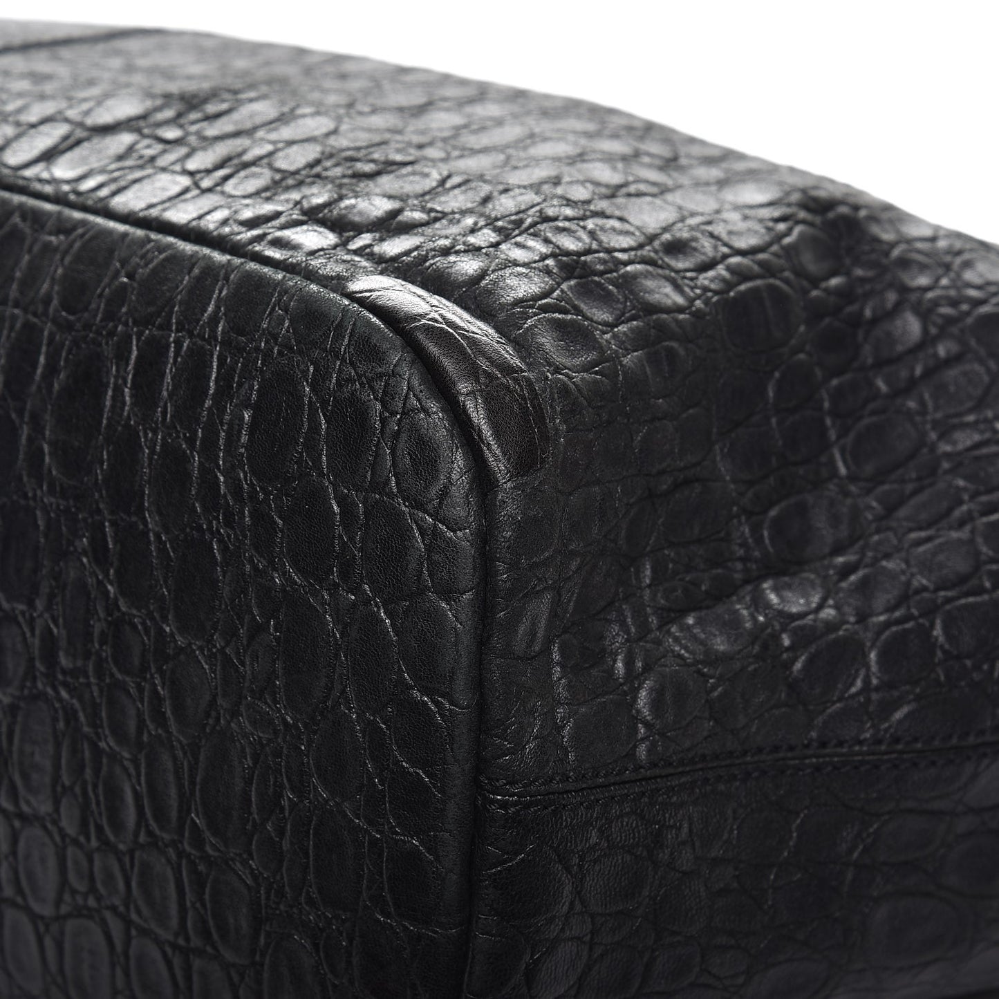Calfskin Crocodile Embossed Large Nightingale Black