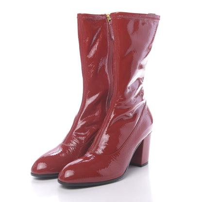 Gucci Patent Calfskin Stretch Boots 39 Hibiscus Red 3 of 7
