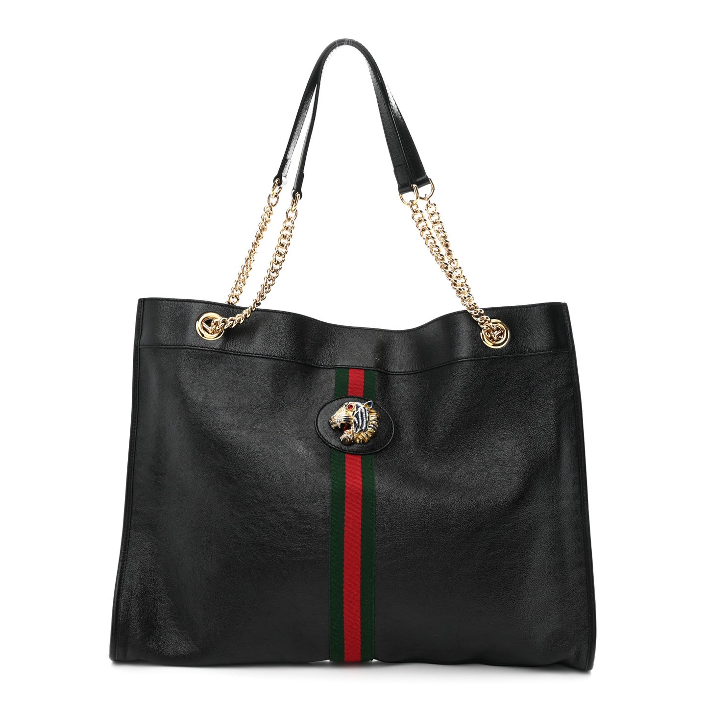 Calfskin Large Rajah Chain Tote Black