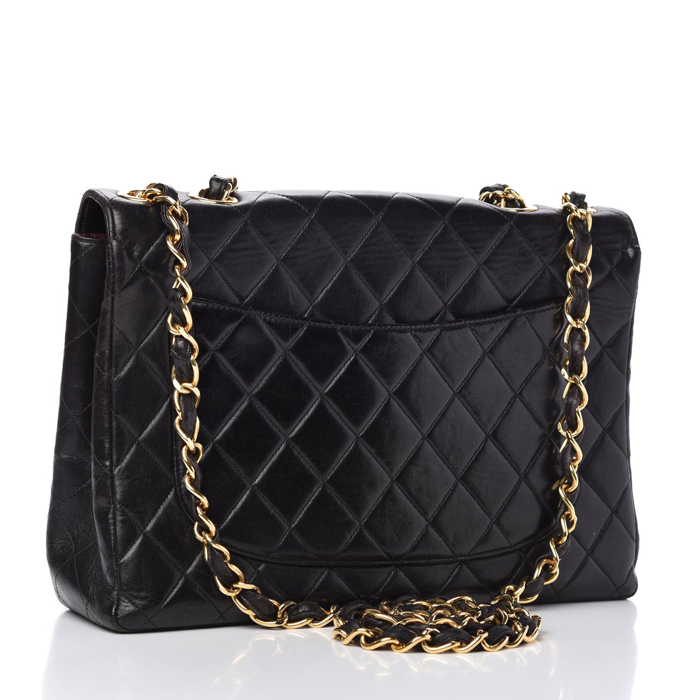 Lambskin Quilted XL Jumbo Single Flap Black