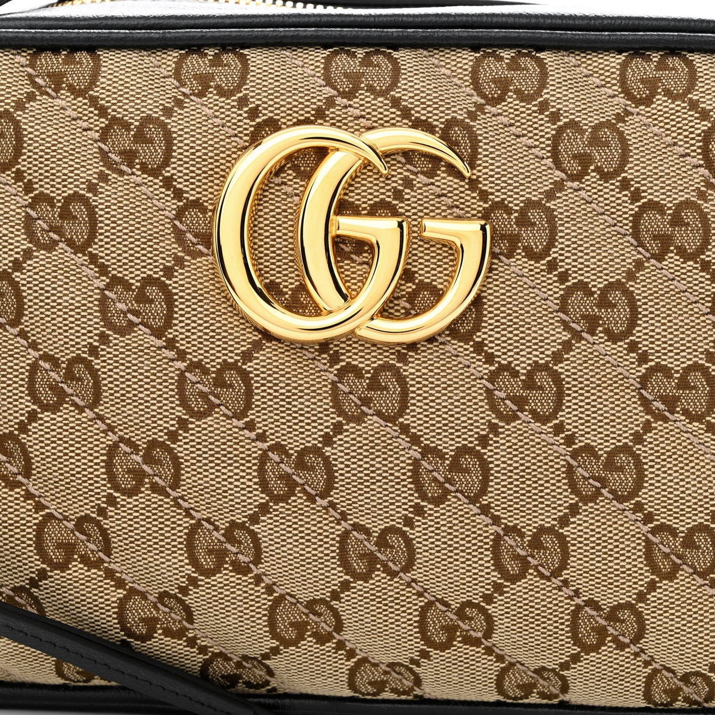 Monogram Matelasse Diagonal Small GG Marmont Chain Shoulder Bag Beige Black
