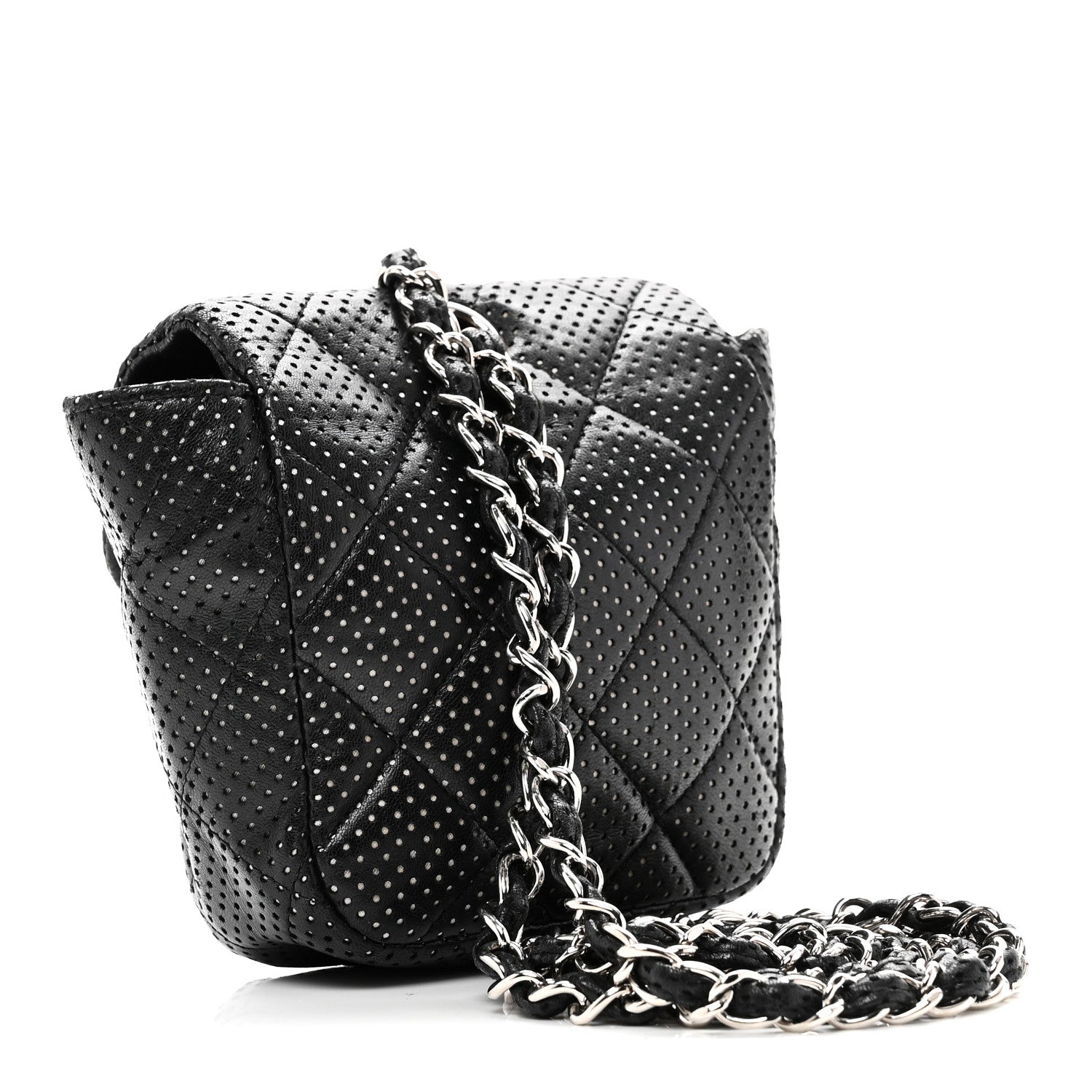 Chanel Lambskin Perforated Mini Flap Bag Black 3 of 10