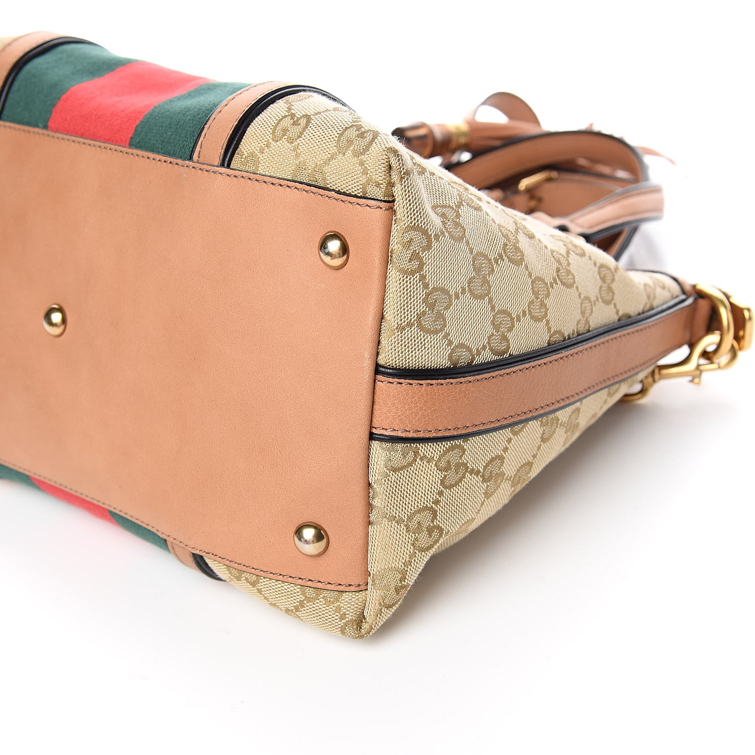 Gucci Monogram Web Rania Top Handle Bag Natural 9 of 10