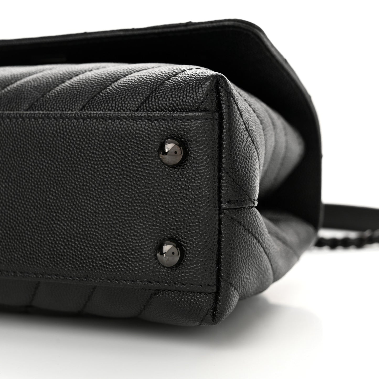 Caviar Chevron Quilted Mini Coco Handle Flap So Black