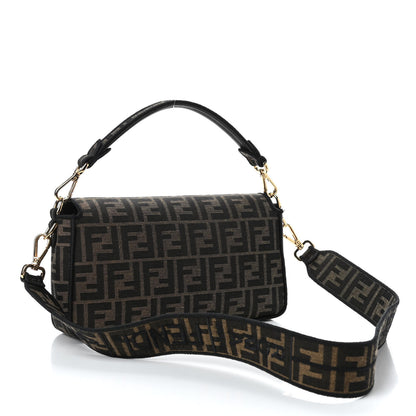 Fendi Fabric Jacquard FF 1974 Medium Baguette Tobacco Moro Black 2 of 4