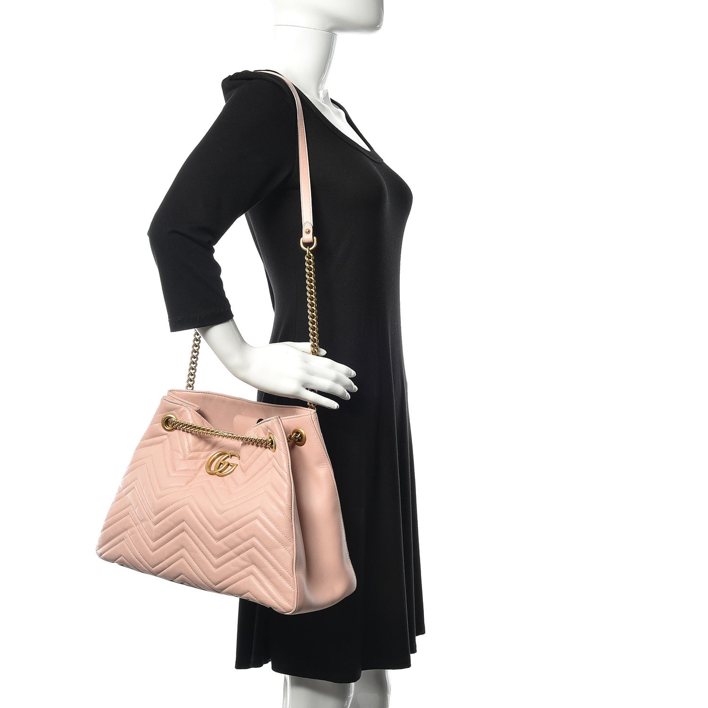 Calfskin Matelasse Medium GG Marmont Shoulder Tote Bag Perfect Pink