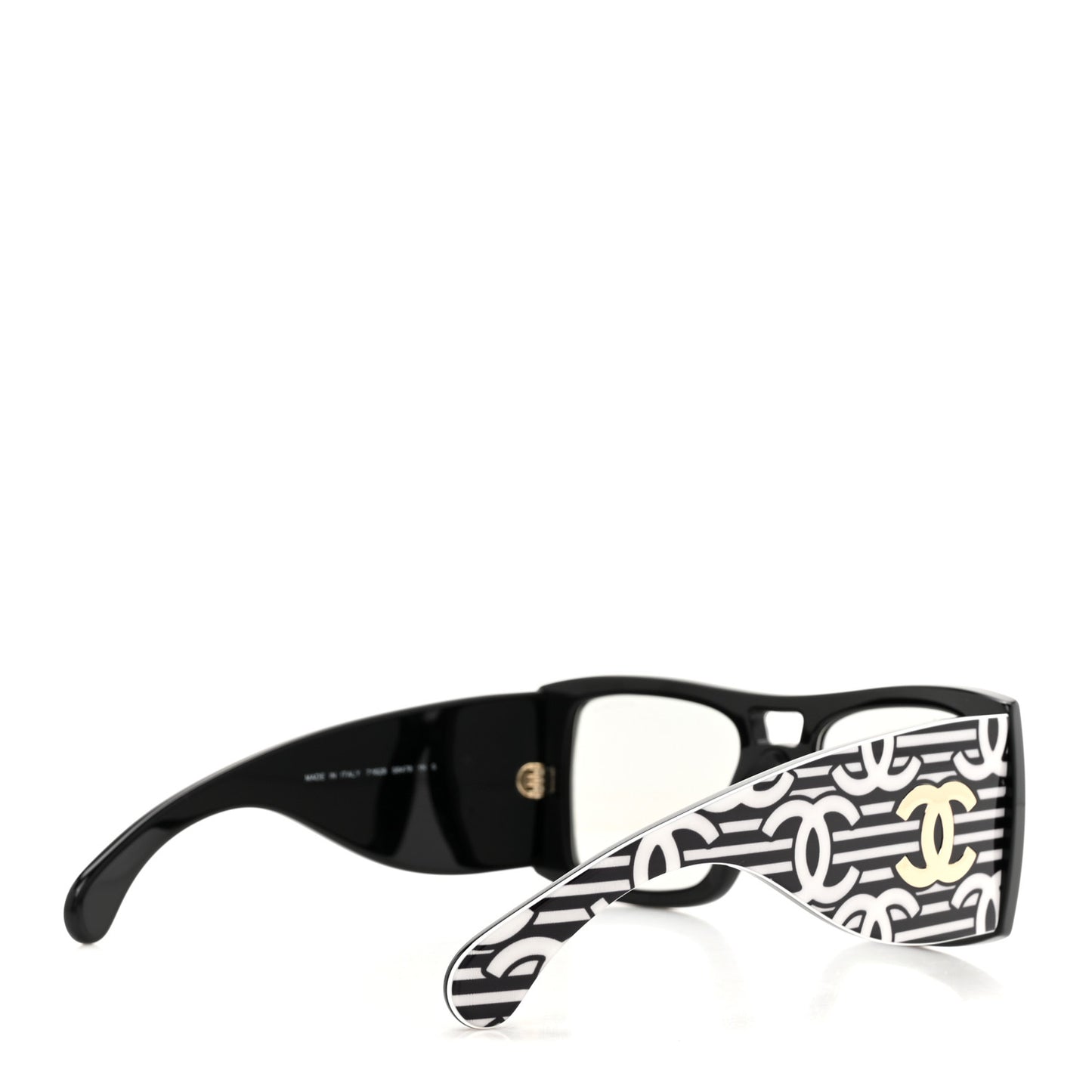 Acetate CC Logo Square Sunglasses 71628 Black White