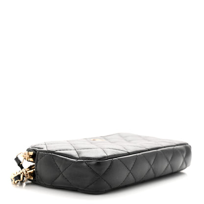 Chanel Lambskin Quilted Small Clutch With Chain Black 4 of 13