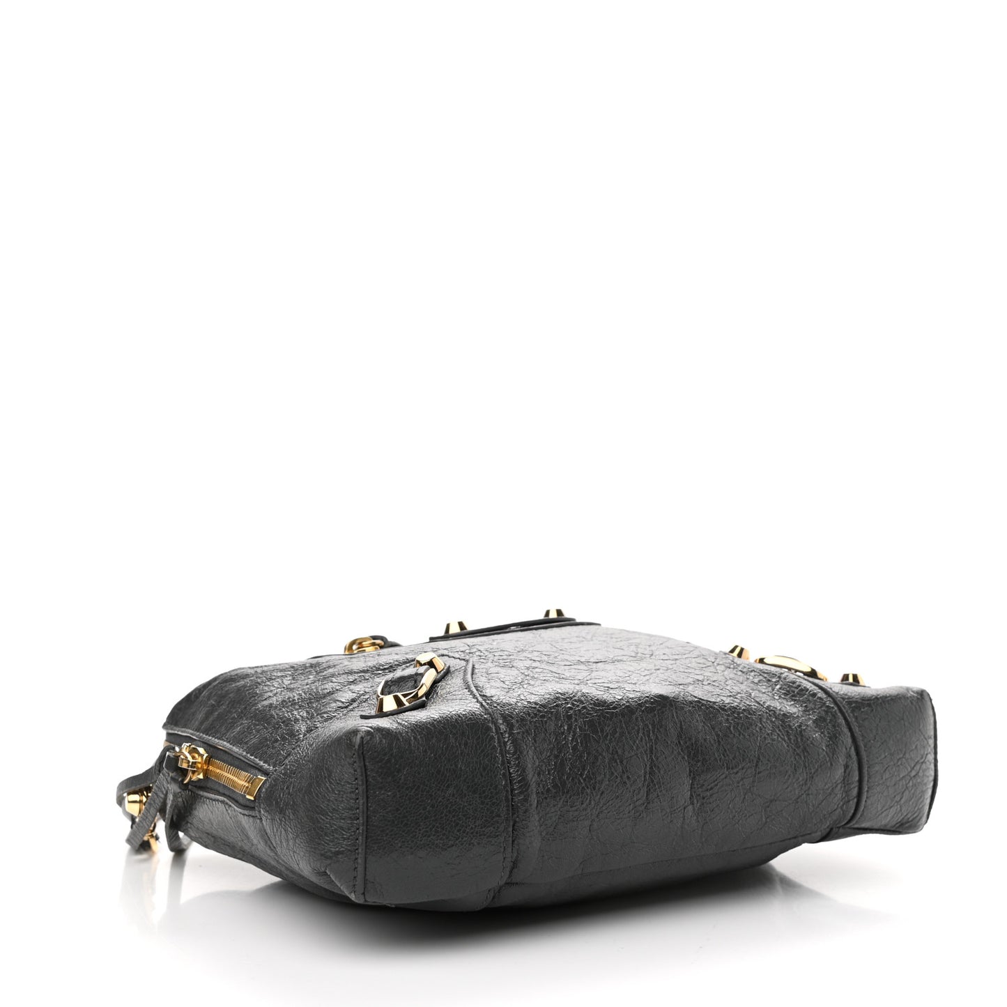 Agneau Gold Hardware XS Reporter Crossbody Grey