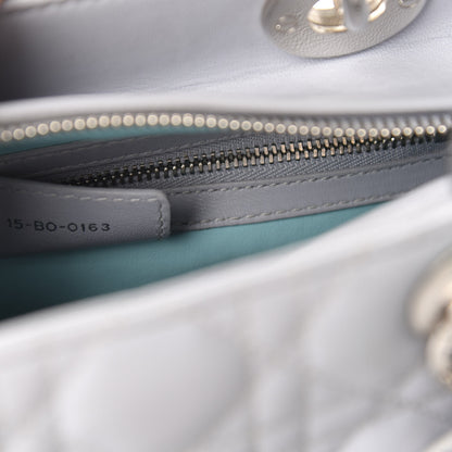 Christian Dior Lambskin Cannage Medium Bi-Color Lady Dior Grey Turquoise 10 of 11