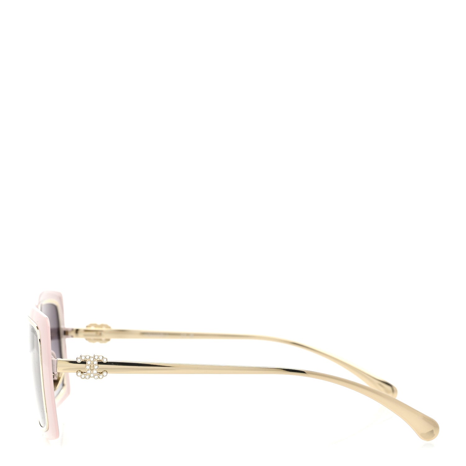 Chanel Metal Crystal CC Logo Rectangle Sunglasses A71707 Pale Pink