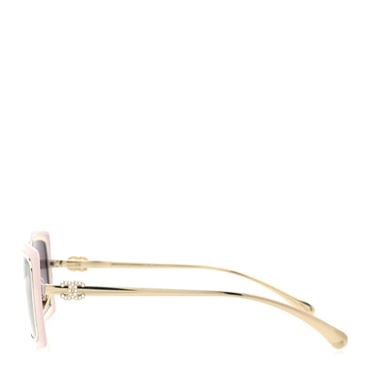 Chanel Metal Crystal CC Logo Rectangle Sunglasses A71707 Pale Pink 3 of 8