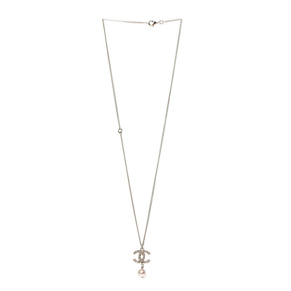 Chanel Crystal Pearl Twisted CC Drop Necklace Gold 4 of 6