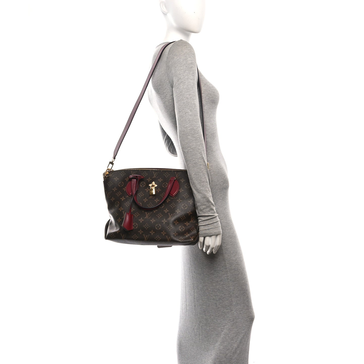 Monogram Flower Zipped Tote MM Bordeaux